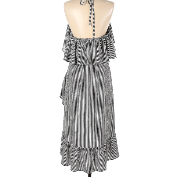 Striped Halter Neck Ruffle Dress - Picture 2 of 3